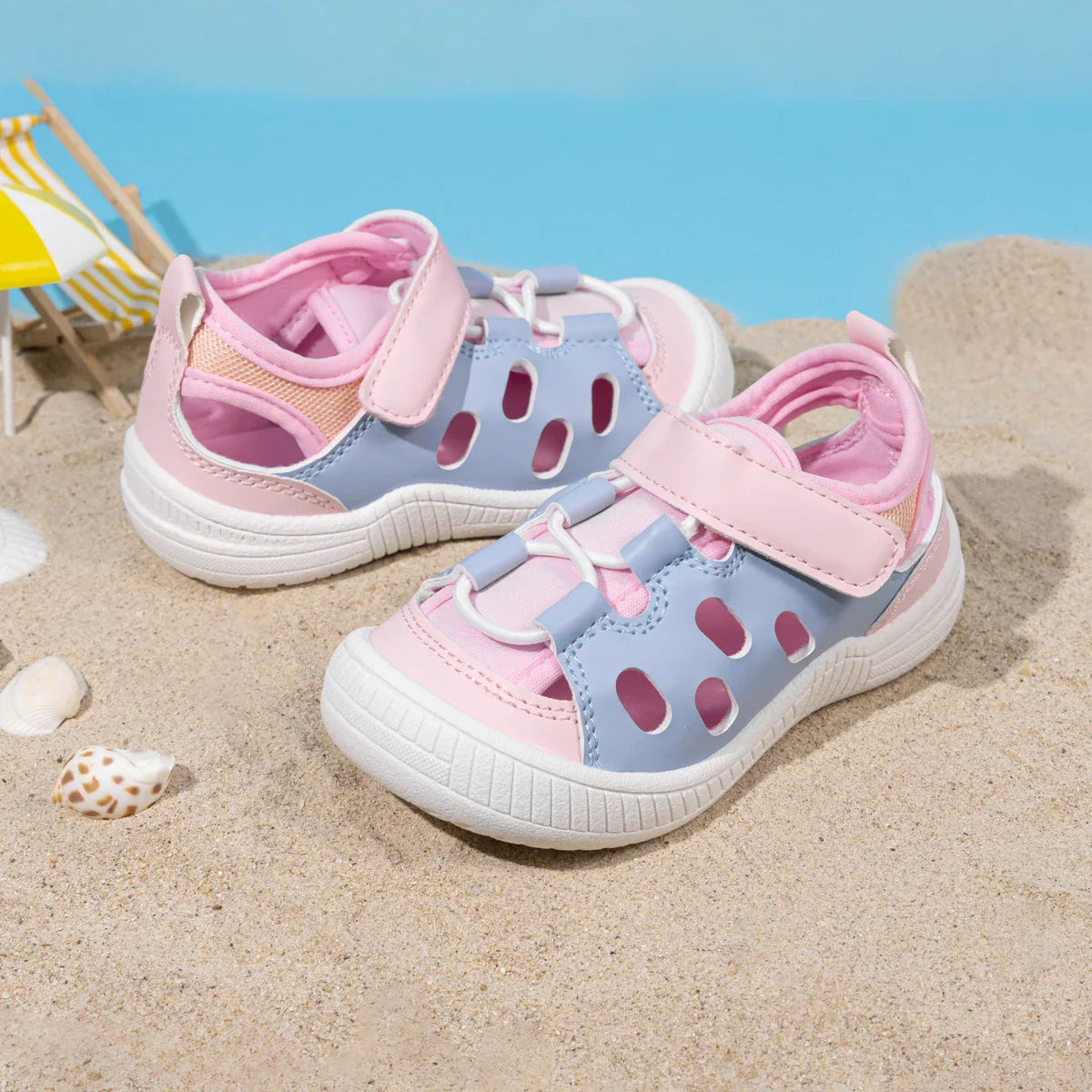 Toddler Little Kid Boys & Girls Closed Toe Sandals Velcro Breathable Cutout Summer Beach Casual Shoes