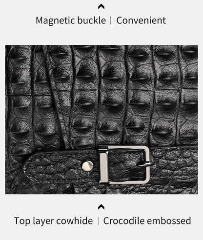 Genuine Leather Men's Crocodile Pattern Shoulder Bag Fashion Men Messenger Chest Bag Vintage Crossbody Travel Bag