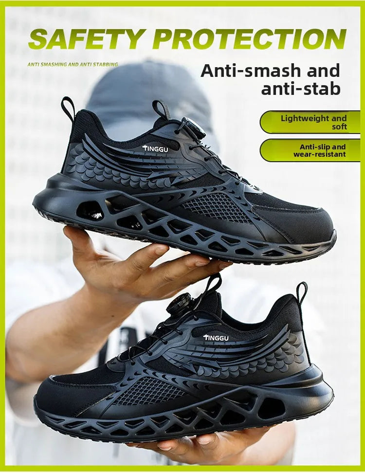 Men's Summer Mesh Labor Protection Shoes Anti-Smashing Wear-Resistant Outdoor Construction Site Protection Work Shoes Anti-Pierc