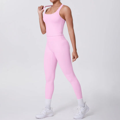 Yoga Top Set Fitness Gym Suit Training Sleeveless Sport Gym Tops Crossover Back Sports Underwear Tummy Control Slimming