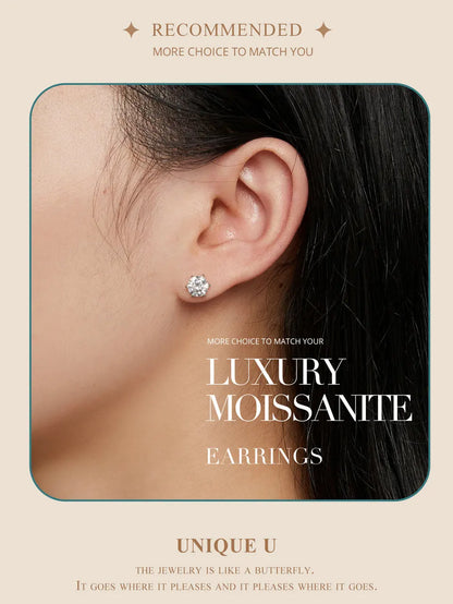 2CTTW Brilliant Cut Moissanite Stud Earrings 925 Sterling Silver Hollow Heart Prong Earrings for Women D VVS1 Lab Diamond