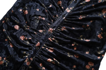 velvet print shirring woman dress elegance lady dressy wear
