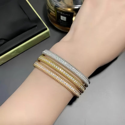 2mm Certified Moissanite Bangles For Women S925 Silver Trendy Wedding Party Bracelets 18K Gold Plated Fine Jewelry Gifts