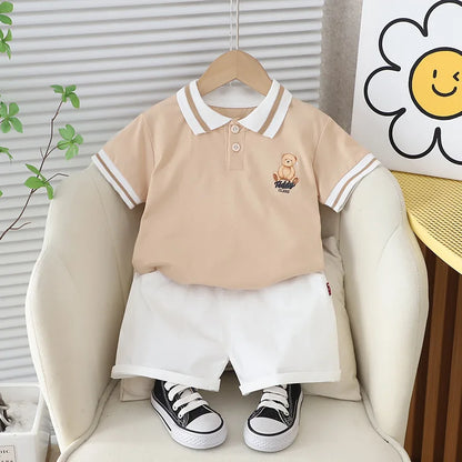 New Children Fashion Boy Sports Suit Summer Kids Casual Clothes T-Shirts Polo Shorts 2Pc/Sets Toddler Casual Outfits 1-5years