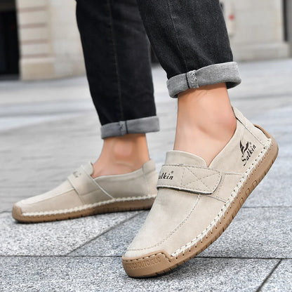 Handmade Men's Slip On Loafers Soft Leather Shoes Lightweight Breathable Driving Shoes Non Slip Daily Casual Outdoor Sneakers