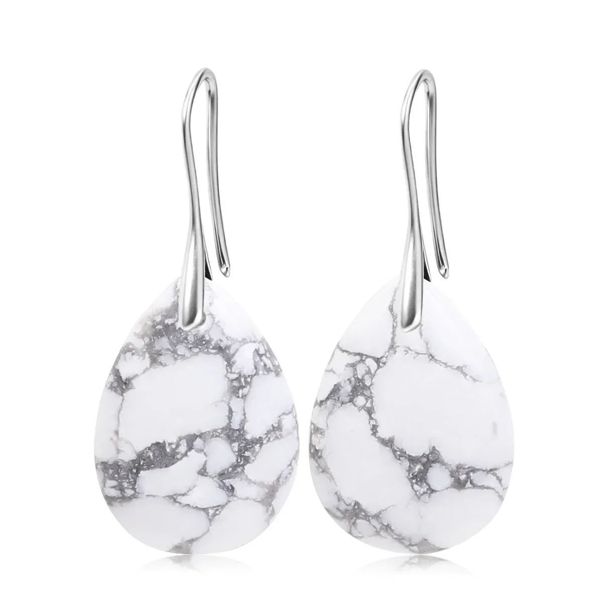 Natural Stone Pendant Women's Teardrop Earrings Elegant Gem Jewelry Creative Gift Black Obsidian Amethyst Rose Quartz Earrings