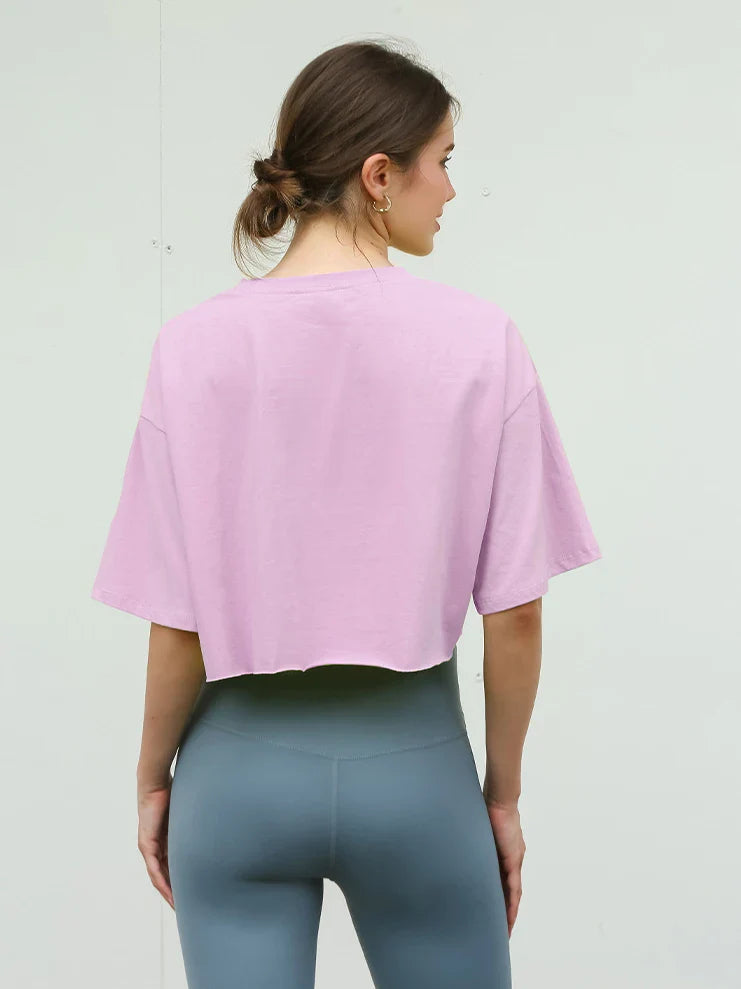 Y2K Outdoor Dance Sports Short sleeved Yoga Dress Women's Leisure Versatile Fitness Top Loose Sports T-shirt