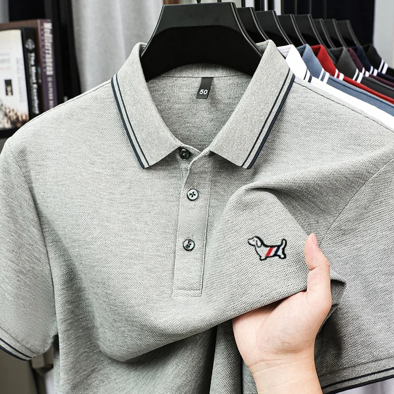 100% pure cotton summer new men's trendy shortsleeved luxury customized business casual polo shirt designer brand badge T-shirt