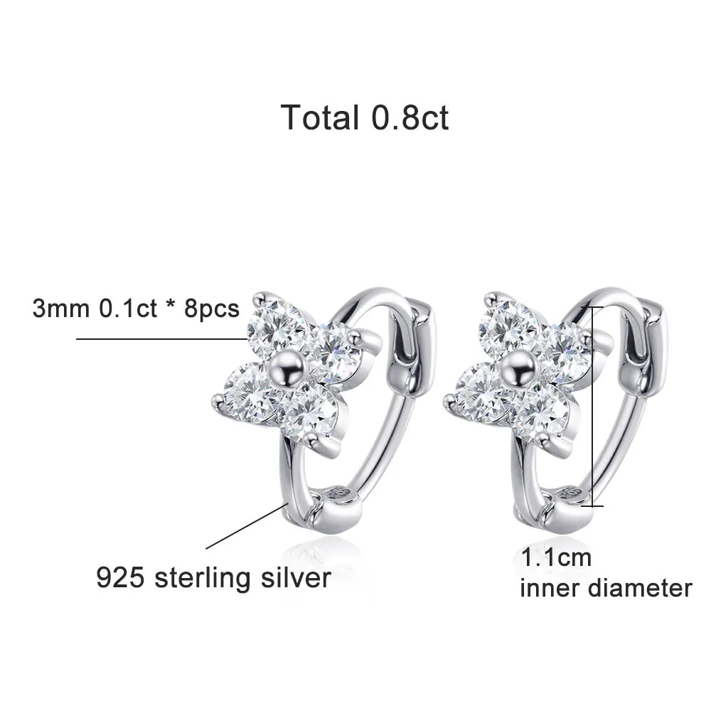 3mm D Color Moissanite Hoop Earrings for Women GRA Certified Round Brilliant Cut Moissanite s925 Silver Dainty Earring