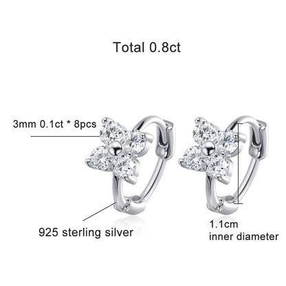 3mm D Color Moissanite Hoop Earrings for Women GRA Certified Round Brilliant Cut Moissanite s925 Silver Dainty Earring