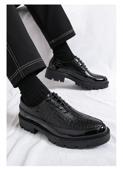 New high-end and trendy pointed-toe leather shoes for men's business formal wear British-style Korean casual shoes
