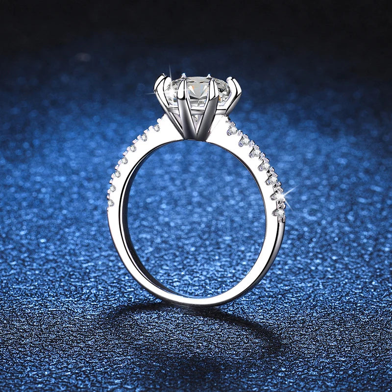 1ct 2ct Moissanite Wedding Ring 925 Sterling Silver Eternity Band Lab Diamond Bride Party Rings For Women Fine Jewelry