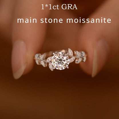 1MM All Moissanite Rings for Women Luxury Wedding Promise Band Match Diamond 100% S925 Sterling Silver Birthday Gift