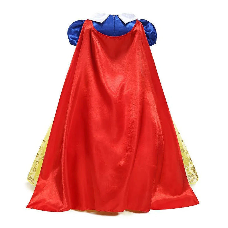 Vestido de Luxo Princesa Branca de Neve com Capa para Meninas Fantasia Infantil Cosplay de Fada Roupa de Carnaval para Crianças Vestido de Halloween