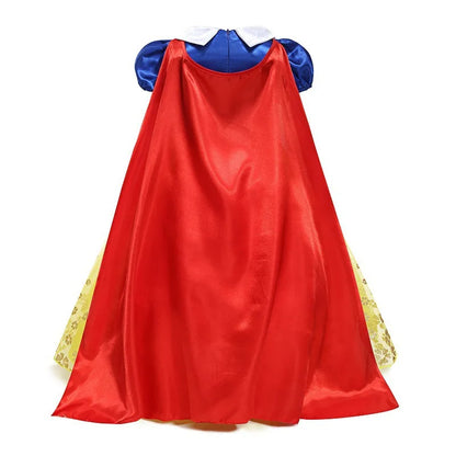 Vestido de Luxo Princesa Branca de Neve com Capa para Meninas Fantasia Infantil Cosplay de Fada Roupa de Carnaval para Crianças Vestido de Halloween