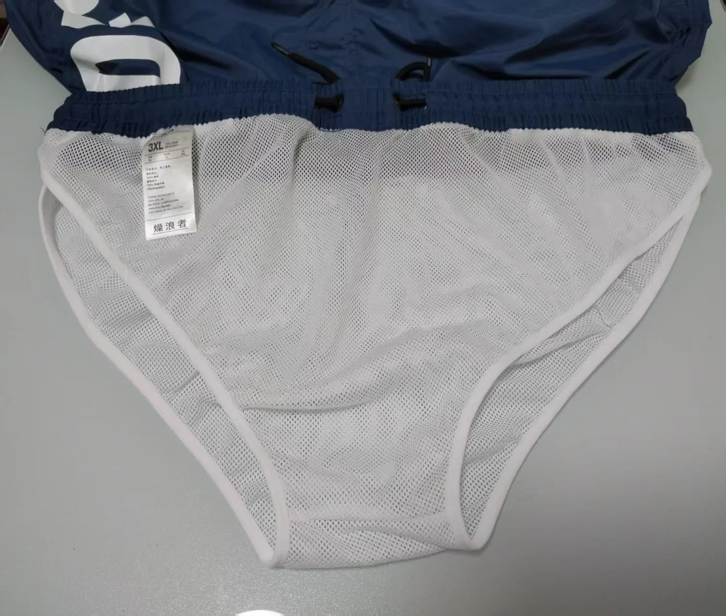 Thin Board Shorts Mens Swimming Shorts Swimwear Beach Surf Boardshort Men Swim Trunk Bath Suit Sport Running Short Liner In