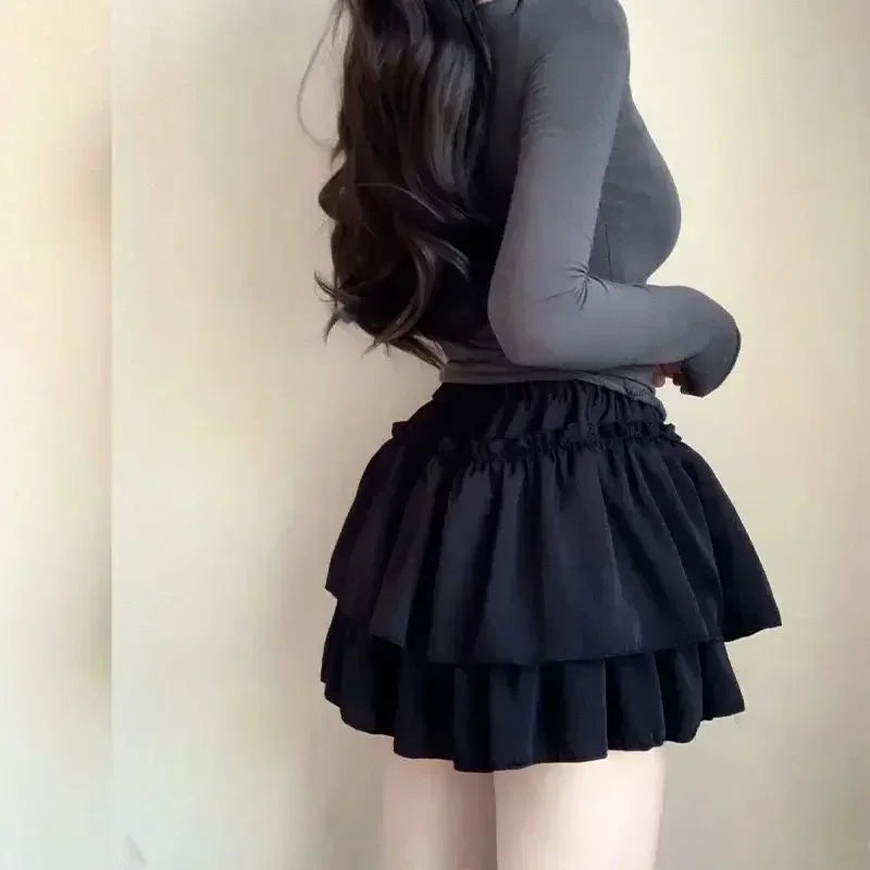 White Ball Gown Skirts Women Fashion Slim Fit Mini Skirts Giris Y2k All Match Elastic High Waist Black Faldas Goth