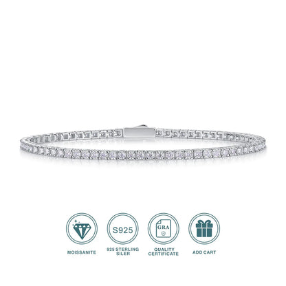 S925 Sterling Silver Moissanite Tennis Bracelet for Women Simple Row Design Elegant Sparkling Jewelry for Daily Wear