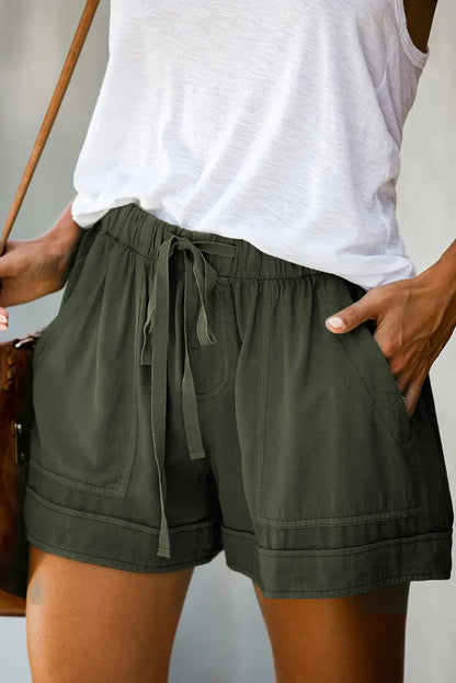 Casual Shorts for Women's 2023 Summer New European and American High Waisted Lace Up Loose Twill Wide Leg Pants