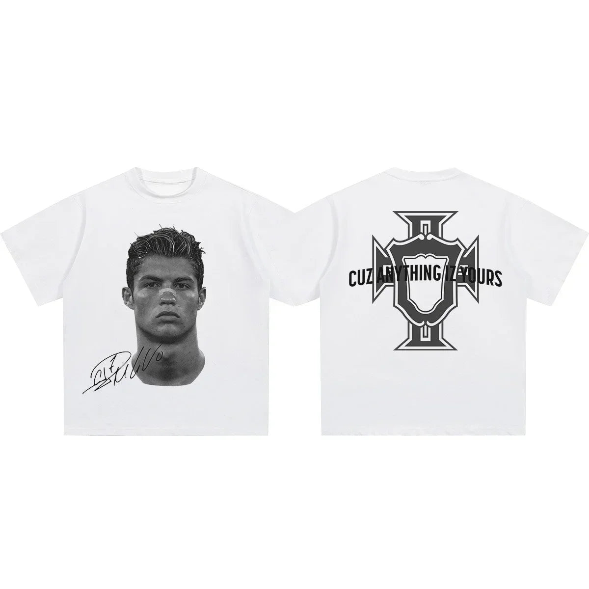 American Football Star Print Cotton Short-sleeved T-shirt Women Clothing Print Fashion Men Oversize Tee