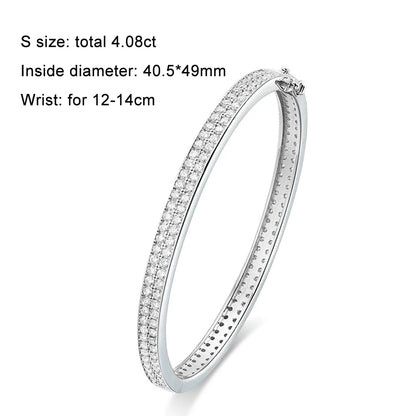 D VVS1 Moissanite Bangle Bracelets For Women Full Diamond Elegant Classic Solid 925 Sterling Sliver Jewelry Accessories
