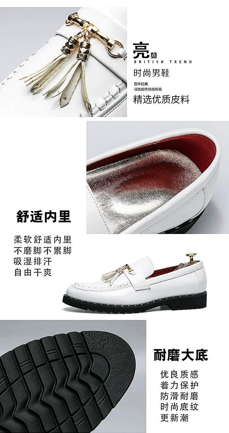Luxury Red Patent Men Formal Shoes Leather Designer Tassels Mens Oxford Shose Fashion Wedding Men Dress Shoes sapato social