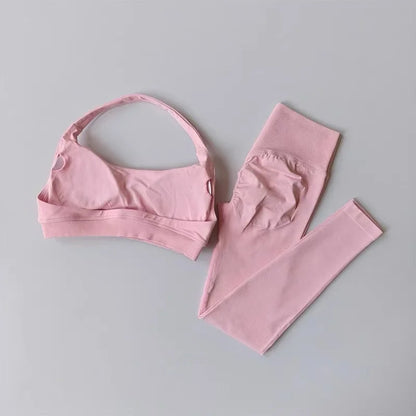 New Seamless Yoga Outfit, Women's Beautiful Back Sports Bra, Peach Hip Fitness High Waisted Pants, Yoga Wet, Pilates