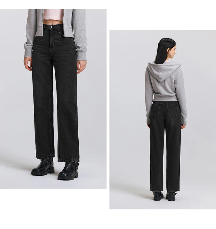 Semir Jeans Women Vintage Long Trousers 2025 New Spring Wide-leg Trousers Comfortable Soft Versatile Trousers