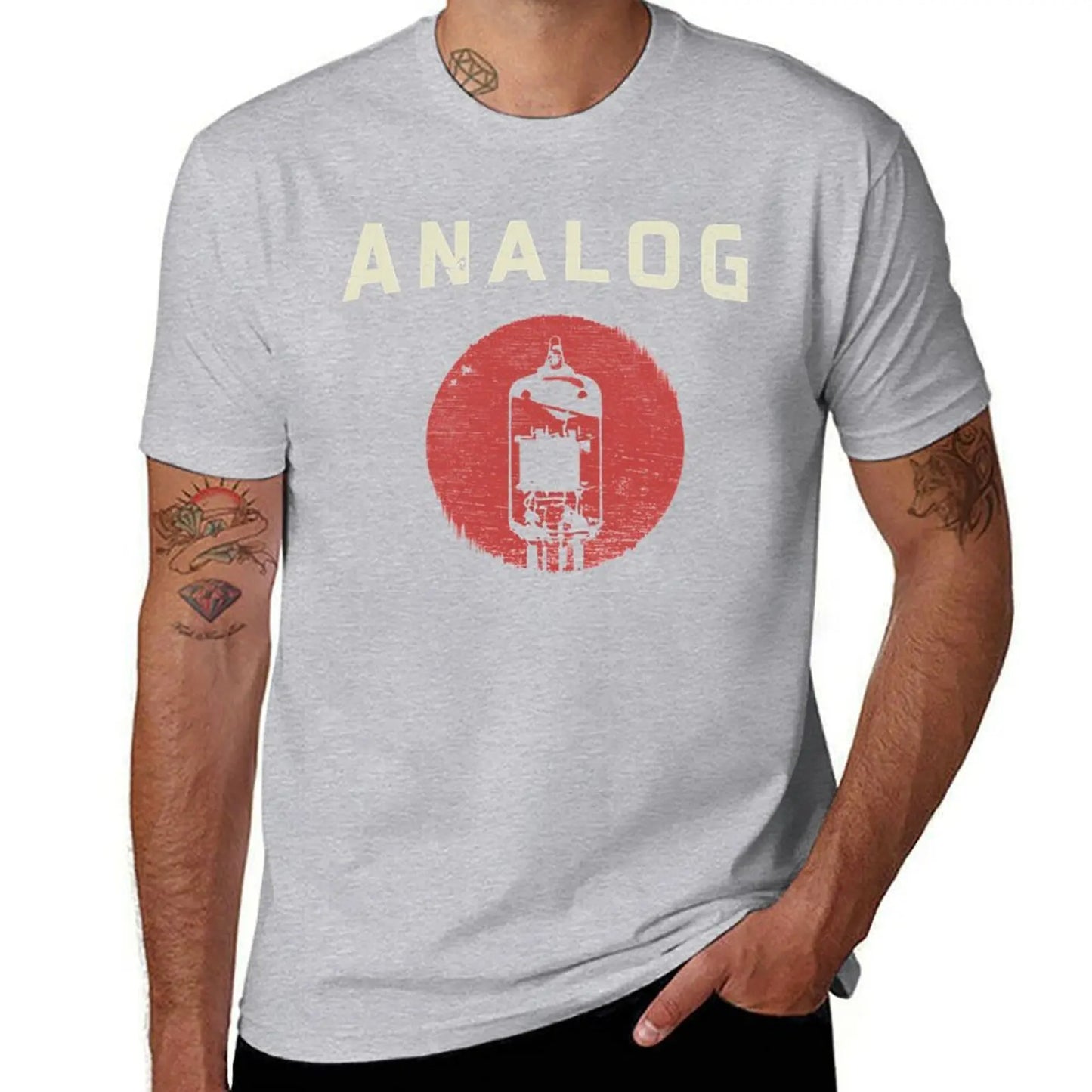 Vacuum Tube Analog Distressed Effect T-Shirt summer top graphic t shirts sweat sublime mens t shirts top quality