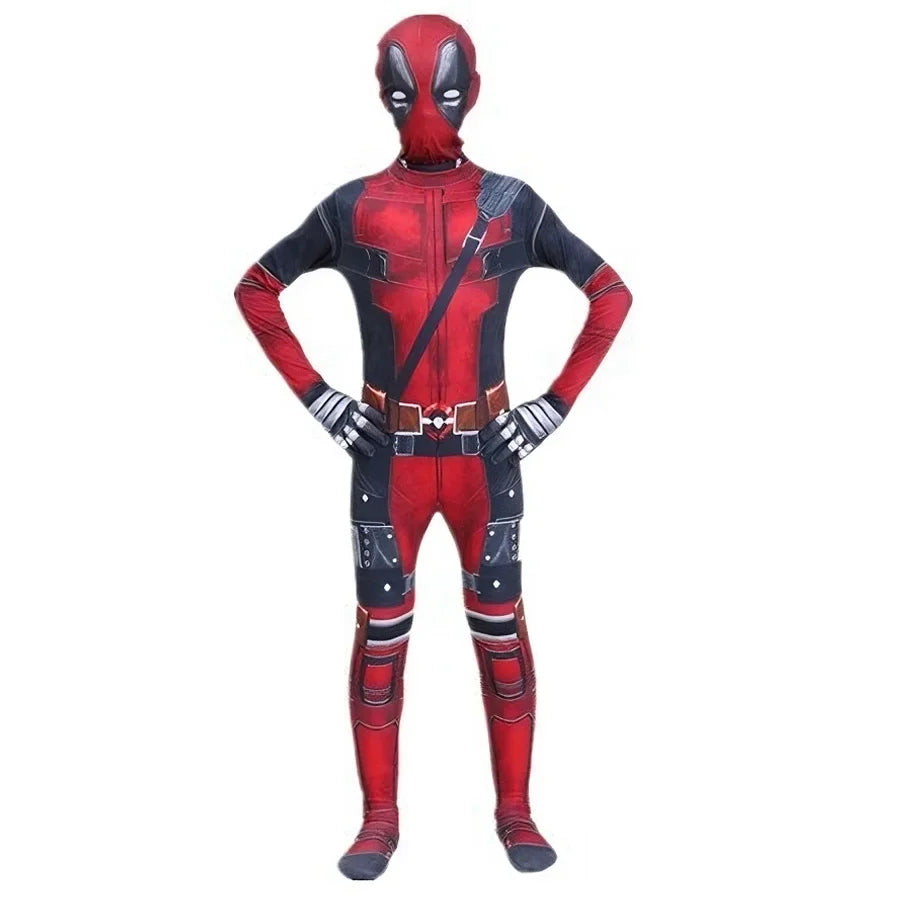 Deadpool Costume Kids Movie Superhero Deadpool Child Costume Adult Deadpool Cosplay Jumpsuit Sword Set Boys Halloween Gifts