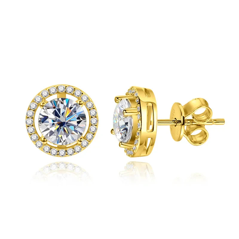 100% 925 Sterling Silver 0.5-2 Carat Moissanite Stud Earrings For Women D Color Diamond Earring Sparkling Fine Jewelry