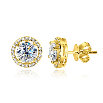 100% 925 Sterling Silver 0.5-2 Carat Moissanite Stud Earrings For Women D Color Diamond Earring Sparkling Fine Jewelry