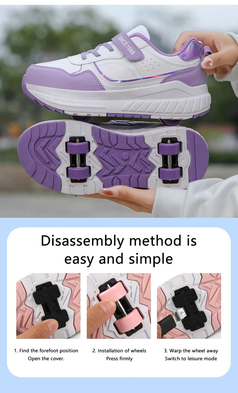 Roller Skate Shoes Kids Autumn 2024 Children Fashion Casual Sports Toy Birthday Gift Games Boys 4 Wheels Sneakers Girls