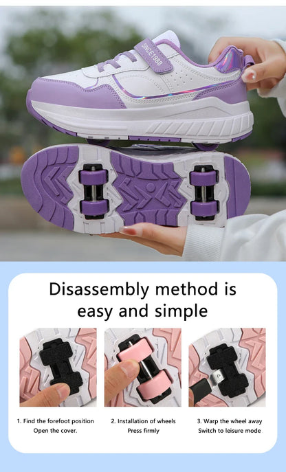 Roller Skate Shoes Kids Autumn 2024 Children Fashion Casual Sports Toy Birthday Gift Games Boys 4 Wheels Sneakers Girls