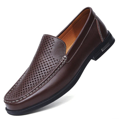 Leather Men Footwear Slip on Office Man Formal Shoes Wedding Party Men Dress Shoes Breath Driving Lazy Loafers