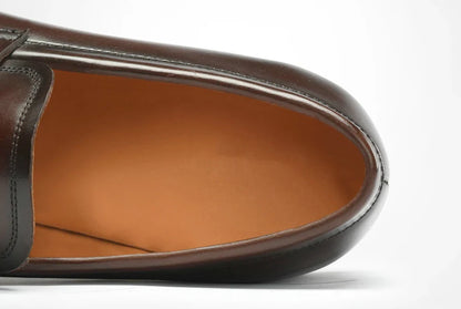 Mens Penny Loafers Elegant Wedding Party Full Grain Leather Casual Dress Shoes Brown Black Business Formal Shoes Moccasins
