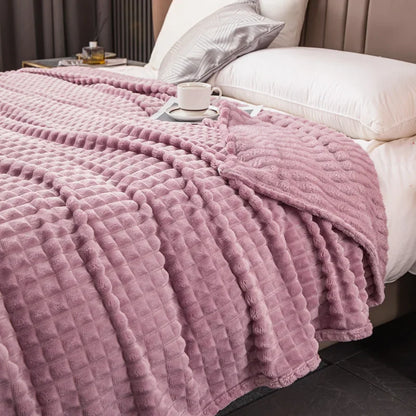 Blue Milk Velvet Blanket All Season Warm Air Conditioning Blankets Soft Fleece Comfortable Throw Blanket for Office Sofa Camping
