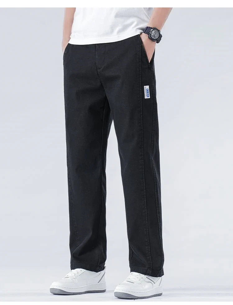 Spring Summer Thin Lyocell Casual Pants Men Loose Straight Fashion Stretch Korean Classic Trousers Men's Clothing Size M-5XL