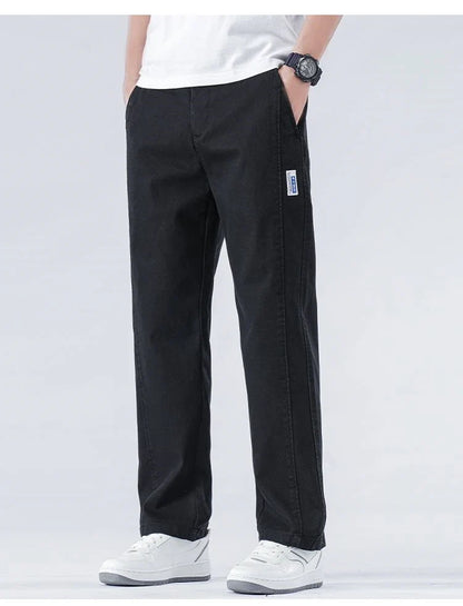 Spring Summer Thin Lyocell Casual Pants Men Loose Straight Fashion Stretch Korean Classic Trousers Men's Clothing Size M-5XL