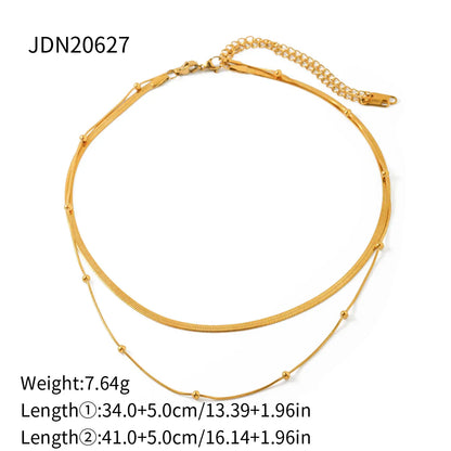 Simple Jewelry 18K Gold Plated Flat Snake Chain Layer Necklace Stainless Steel Snake Rope Chain Necklace Gift