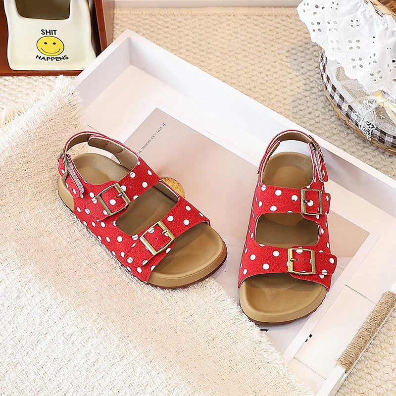 Summer Kids Toddler Boys Girls Casual Leopard Print Sandals Double Buckle Non-Slip Soft Sole for Daily Outdoor Beach Wear