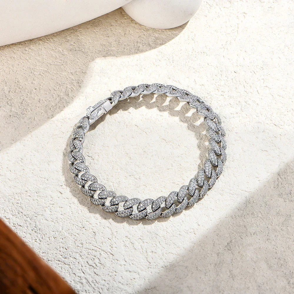 Full Moissanite Cuba Chain for Man Women 925 Sterling Silver 18k Gold Plated Hip Hop Tennis Bracelet Fine Jewelry