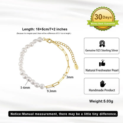 Natural Pearls Beaded Necklace with 925 Sterling Silver Paperclip Chain Wedding Party Fashion Pearls Jewelry GPN13