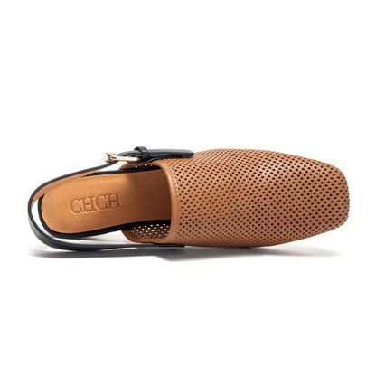 Women's shoes Luxury brand summer sandals leather medium high heel hollow breathable temperament girls shoes 35-40 yards