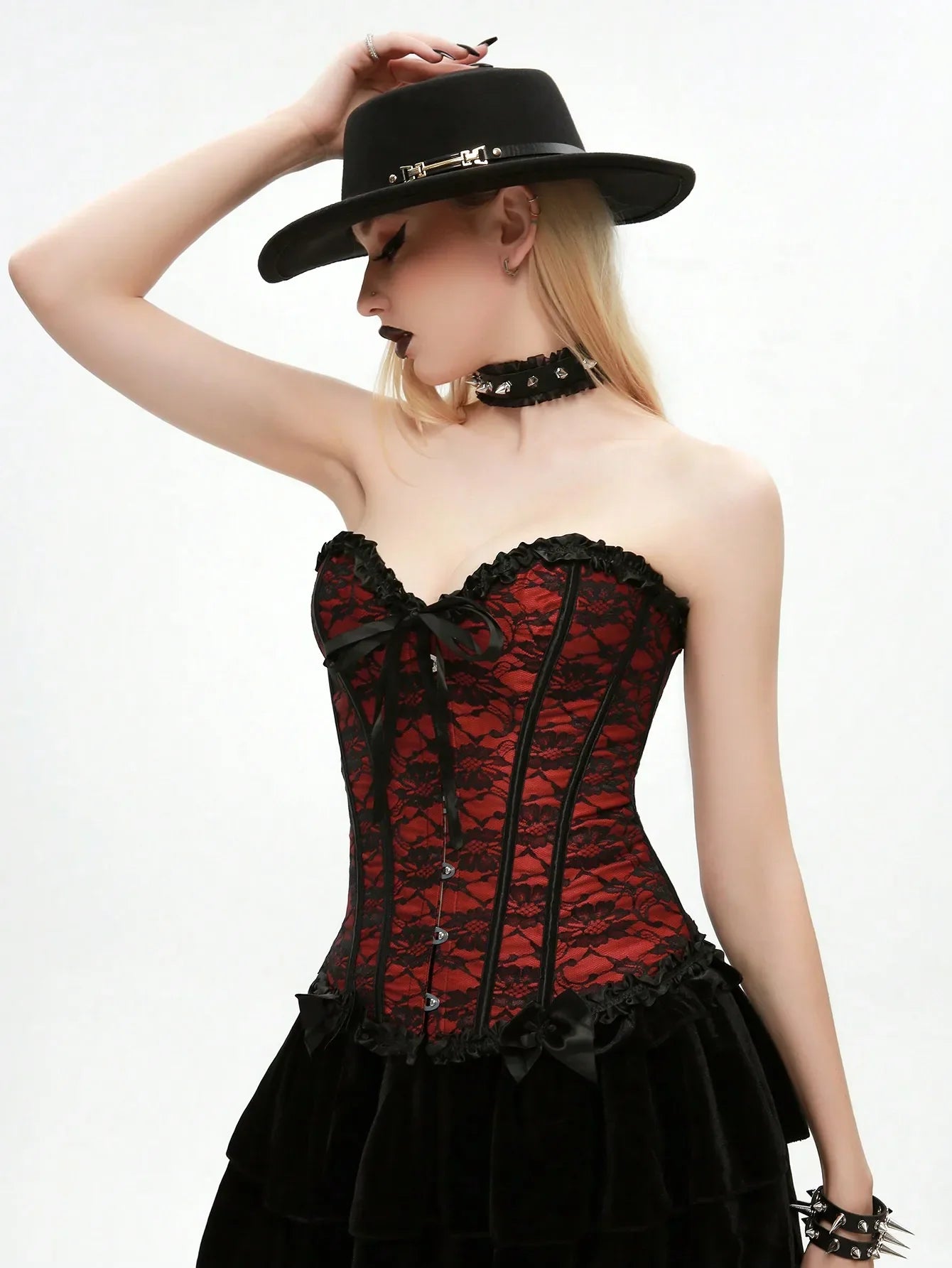 Sexy Gothic Corset Top Overbust Corselet Women Bustiers and Corsets Modeling Strap Lace Up Boned Tummy Control Halloween Costume