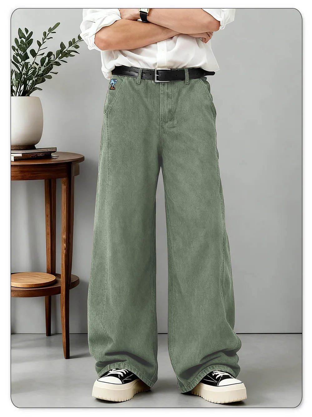 American Men's Retro Brown Ultra Baggy Wide Leg Jeans Street Casual Embroidery Oversized Men's Clothes Unisex Denim Pants