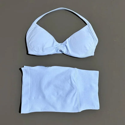 2PCS HISTELLO Sports Seamless Yoga Set Push Up Women Bra Scrunch Butt Lift Leggings Ultra Soft Comfort Yoga Workout Wear