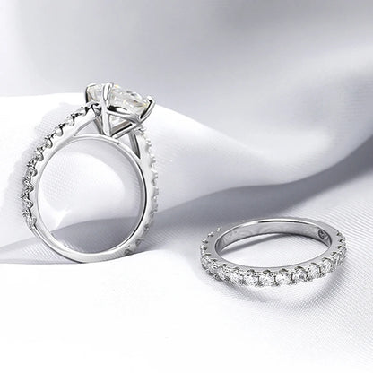18k Plated 0.6-4.2CT All Moissanite Rings for Women Sparkly Luxury Wedding Diamond Band 100% 925 Sterling Silver Jewelry