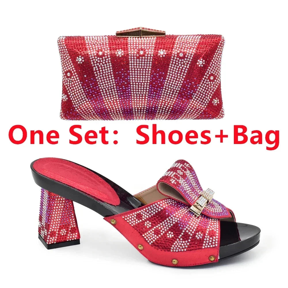 Shoe and Bag Set African Sets 2026 Fashion Gold Color Ladies Matching Shoe and Bag Set for Women Italian Ladies Shoe and Bag Set