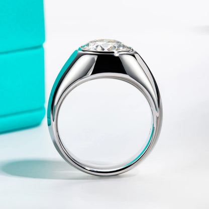 4ct D Color Moissanite Men Rings 18K Gold Plated  Silver Engagement Bezel Rings For Men Factory Jewelry Wholesale